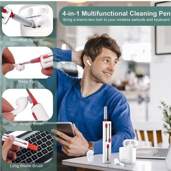 Cleaner Kit for AirPod 4-in-1 Multi-Function Cleaning Pen & Wet-Dry Wipes - Picture 3 of 7